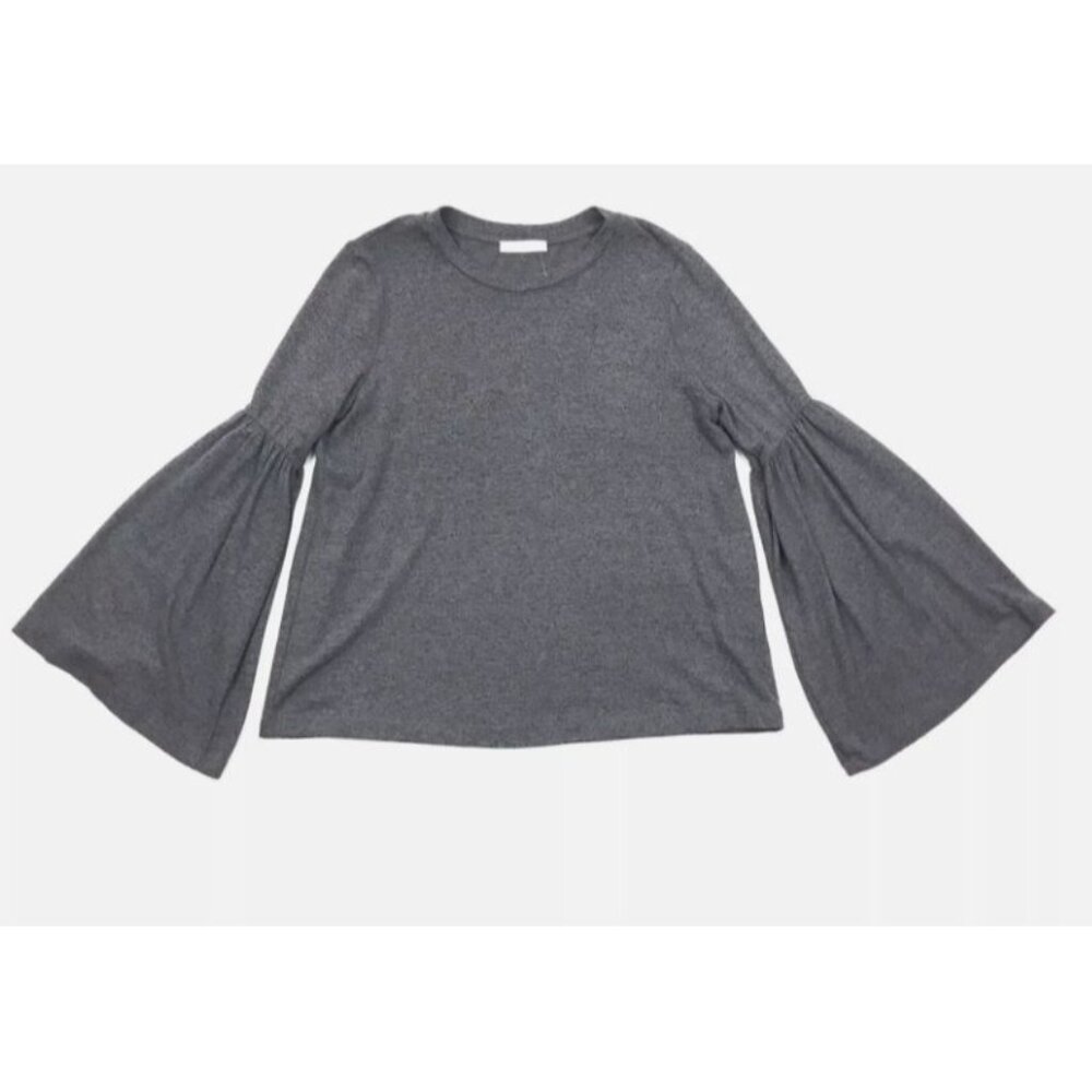 Angela Mara Italy Sweater Pullover Gray Bell Sleeve Large
